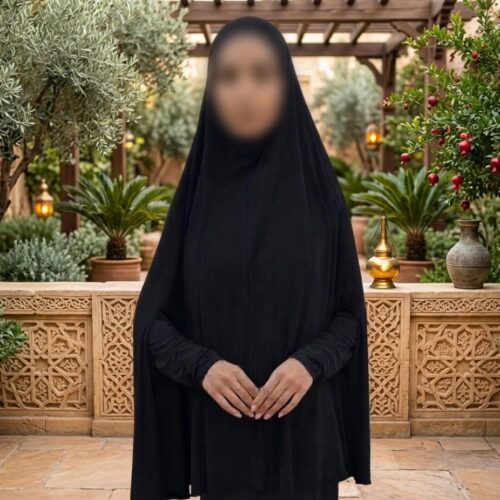 Ultra Lightweight Jersey Sleeved Custom Fit Muslim Prayer Clothes Black Jilbabs